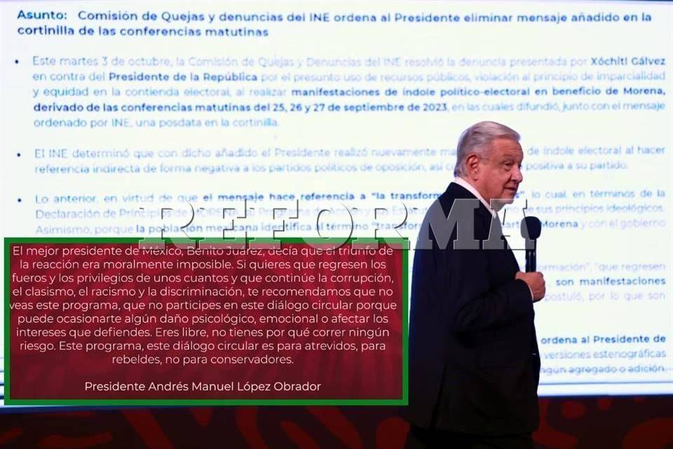 Desafía AMLO al INE y amplía posdata contra conservadores